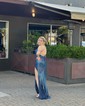 Sheath/Column V-neck Sparkly Sequin Prom Dresses With Ruched