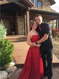 Princess Scoop Neck Tulle Prom Dresses With Appliques