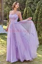 Princess Scoop Neck Tulle Prom Dresses With Appliques