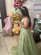 Princess Scoop Neck Tulle Prom Dresses With Appliques