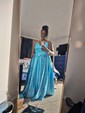 A-line V-neck Satin Prom Dresses With Appliques