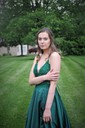 A-line V-neck Satin Prom Dresses With Appliques