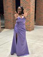 Sheath/Column Cowl Neck Satin Corset Prom Dresses With Ruched
