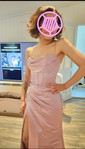 Sheath/Column Cowl Neck Satin Corset Prom Dresses With Ruched