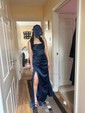 Sheath/Column Cowl Neck Satin Corset Prom Dresses With Ruched