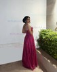 A-line Cowl Neck Tulle Prom Dresses With Ruched