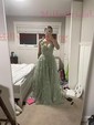 Ball Gown V-neck Tulle 3D Floral Prom Dresses