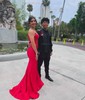 Mermaid V-neck Glitter Prom Dresses With Appliques
