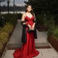 Mermaid V-neck Glitter Prom Dresses With Appliques