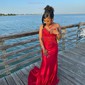 Mermaid V-neck Glitter Prom Dresses With Appliques