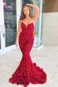 Mermaid Strapless Sparkly Velvet Sequin Prom Dresses