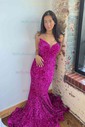 Mermaid Strapless Sparkly Velvet Sequin Prom Dresses