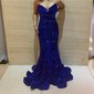 Mermaid Strapless Sparkly Velvet Sequin Prom Dresses