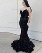 Mermaid Strapless Sparkly Velvet Sequin Prom Dresses