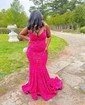 Mermaid Strapless Sparkly Velvet Sequin Prom Dresses