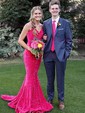 Mermaid Strapless Sparkly Velvet Sequin Prom Dresses