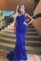 Mermaid Strapless Sparkly Velvet Sequin Prom Dresses