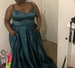 Black Ball Gown V-neck Satin Prom Dresses With Split