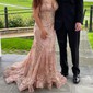 Mermaid V-neck Sparkly Sequin Prom Dresses With Appliques