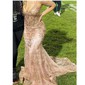 Mermaid V-neck Sparkly Sequin Prom Dresses With Appliques