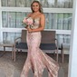 Mermaid V-neck Sparkly Sequin Prom Dresses With Appliques