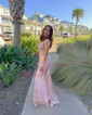 Mermaid V-neck Sparkly Sequin Prom Dresses With Appliques