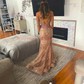 Mermaid V-neck Sparkly Sequin Prom Dresses With Appliques