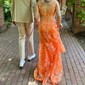 Mermaid V-neck Sparkly Sequin Prom Dresses With Appliques