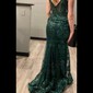 Mermaid V-neck Sparkly Sequin Prom Dresses With Appliques