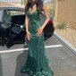 Mermaid V-neck Sparkly Sequin Prom Dresses With Appliques