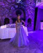Ball Gown V-neck Tulle Prom Dresses With Appliques
