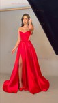Ball Gown V-neck Satin Corset Prom Dresses With Ruched