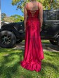 Sheath/Column V-neck Satin Prom Dresses With Appliques