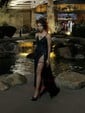 Sheath/Column V-neck Satin Prom Dresses With Appliques