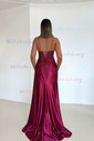 Sheath/Column V-neck Satin Prom Dresses With Appliques