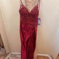 Sheath/Column V-neck Satin Prom Dresses With Appliques