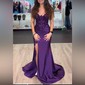 Sheath/Column V-neck Glitter Prom Dresses With Appliques