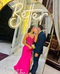 Sheath/Column V-neck Glitter Prom Dresses With Appliques