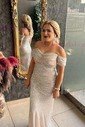 Sheath/Column Off-the-shoulder Sparkly Sequin Prom Dresses With Ruched