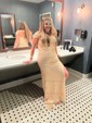 Sheath/Column Off-the-shoulder Sparkly Sequin Prom Dresses With Ruched