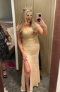 Sheath/Column Off-the-shoulder Sparkly Sequin Prom Dresses With Ruched