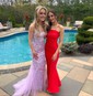 Mermaid Scoop Neck Tulle Prom Dresses With Appliques