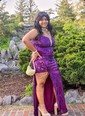 Sheath/Column V-neck Sparkly Sequin Prom Dresses With Appliques