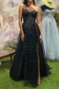 Ball Gown One Shoulder Tulle Cut Out Prom Dresses With Floral