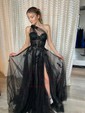 Ball Gown One Shoulder Tulle Cut Out Prom Dresses With Floral