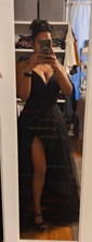 Ball Gown V-neck Tulle Prom Dresses With Appliques