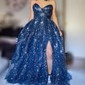 Ball Gown V-neck Tulle Prom Dresses With Star