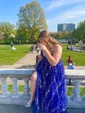 Ball Gown V-neck Tulle Prom Dresses With Star