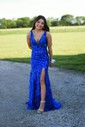 Mermaid V-neck Backless Sparkly Sequin Prom Dresses