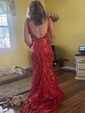 Mermaid V-neck Backless Sparkly Sequin Prom Dresses
